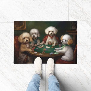 Bichon Frise Dogs Playing Poker Art Doormat