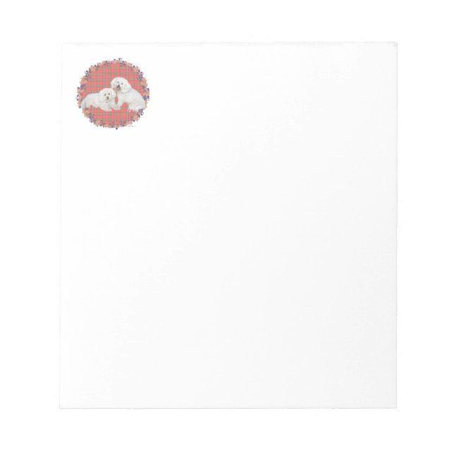 Bichon Frise Duo Plaid Notepad (Front)