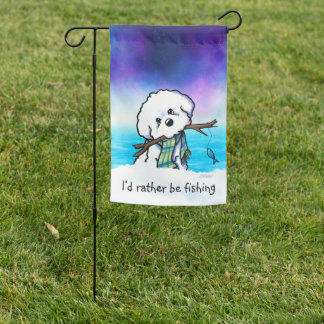 Bichon Frise Fishing Garden Flag