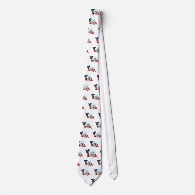 Bichon Frise Flag Neck Tie (Front)