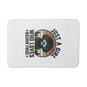 Bichon Frise Girl Vintage Dog Lover Shirt_1 Bath Mat