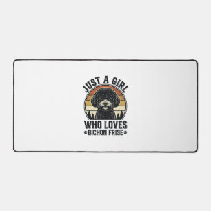 Bichon Frise Girl Vintage Dog Lover Shirt_1 Desk Mat