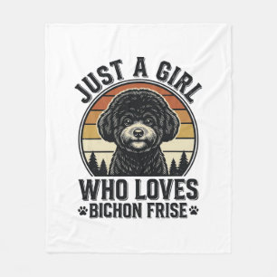 Bichon Frise Girl Vintage Dog Lover Shirt_1 Fleece Blanket