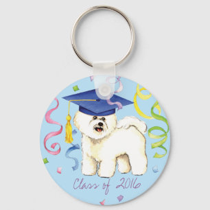 Bichon Frise Graduate Keychain