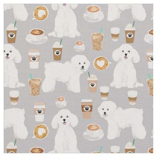 Bichon Frise grey coffee fabric