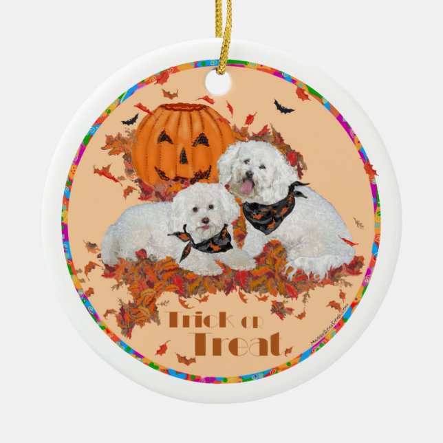 Bichon Frise Halloween Ceramic Ornament (Front)