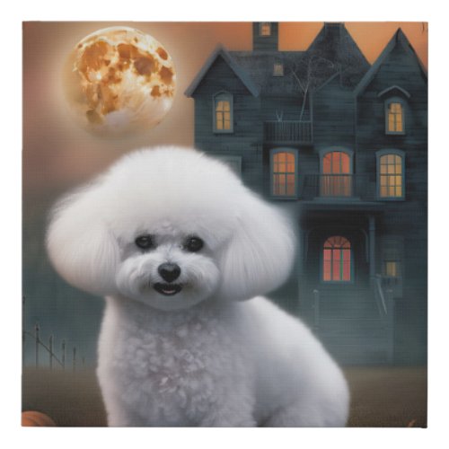 Bichon Frise Halloween Scary  Faux Canvas Print