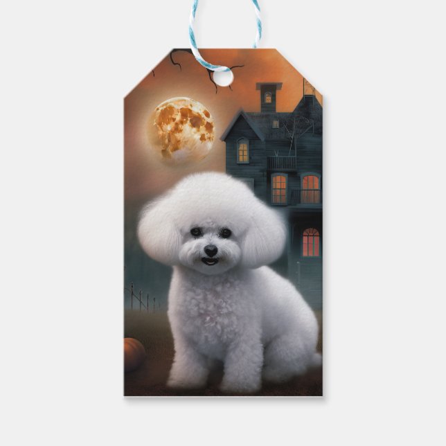 Bichon Frise Halloween Scary  Gift Tags (Front)