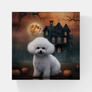 Bichon Frise Halloween Scary  Paperweight