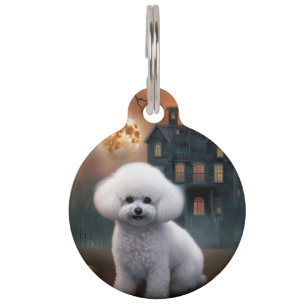 Bichon Frise Halloween Scary Pet ID Tag