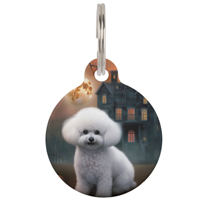 Bichon Frise Halloween Scary  Pet ID Tag (Front)