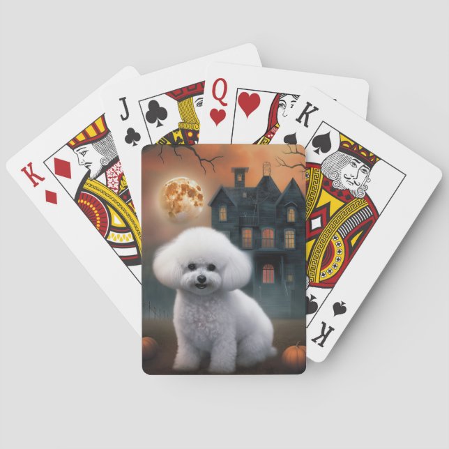 Bichon Frise Halloween Scary  Poker Cards (Back)