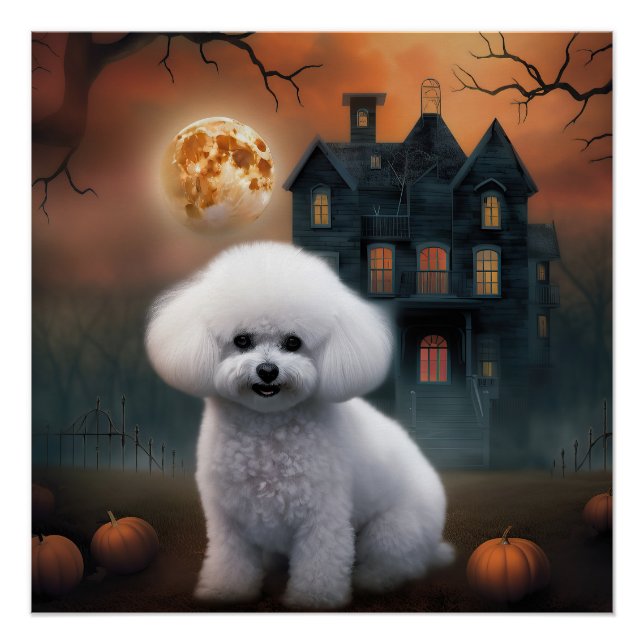 Bichon Frise Halloween Scary  Poster (Front)