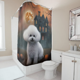 Bichon Frise Halloween Scary Shower Curtain