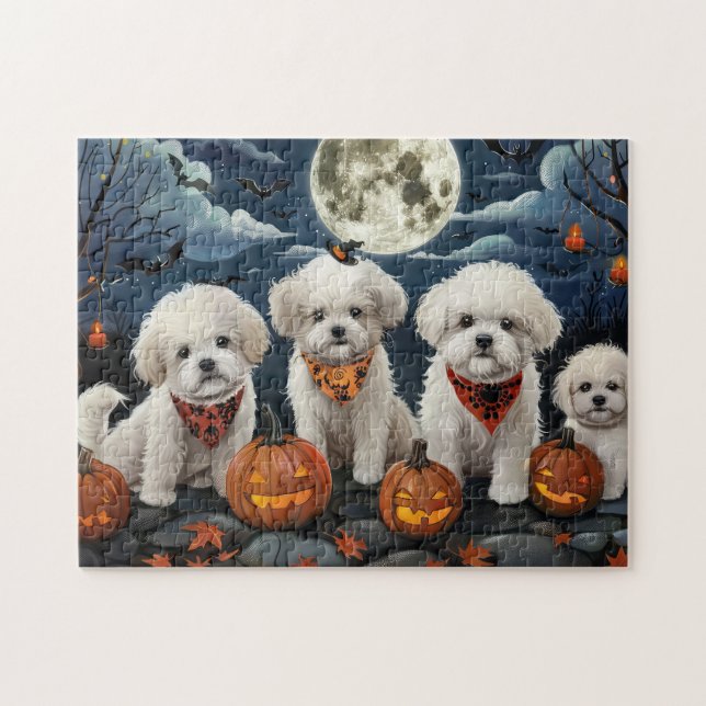 Bichon Frise Halloween Spooky Jigsaw Puzzle (Horizontal)