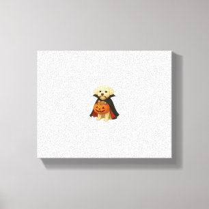 Bichon Frisé Halloween Vampire Pup with Pumpkin Ba Canvas Print