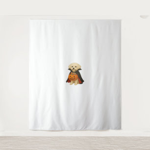 Bichon Frisé Halloween Vampire Pup with Pumpkin Ba Tapestry