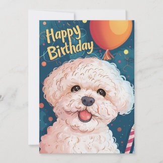 Bichon Frise Happy Birthday Holiday Card