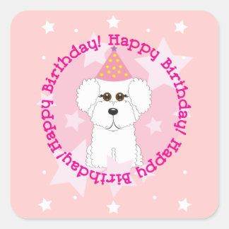Bichon Frise Happy Birthday Stickers