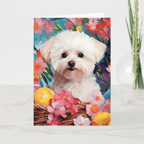 Bichon Frise Happy Easter Card
