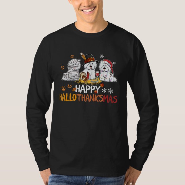 Bichon frise happy hallothanksmas T-Shirt (Front)
