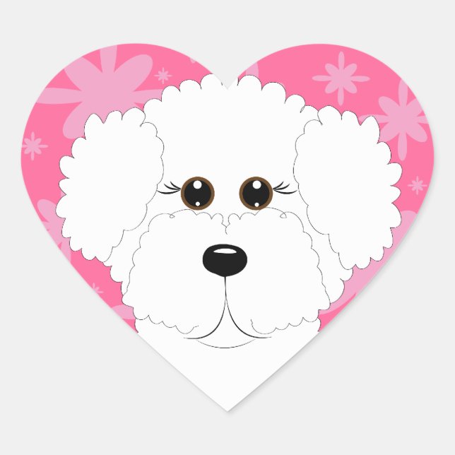 Bichon Frise Heart Stickers (Front)