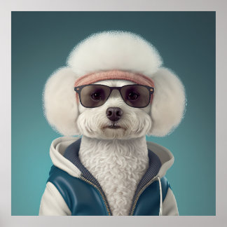Bichon Frise Hipster Dog Poster