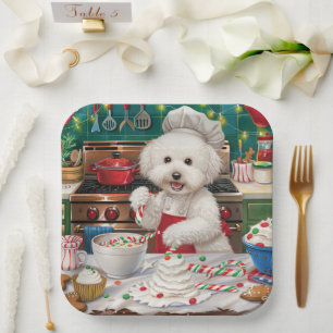 Bichon Frise Holiday Baking: Festive Christmas Paper Plates