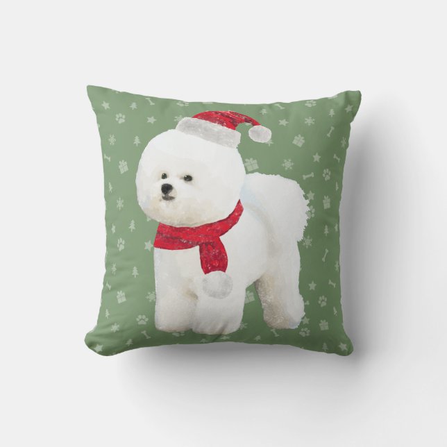 Bichon Frise Holiday Pillow (Front)