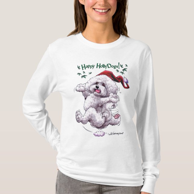 Bichon Frise Holiday T Shirt (Front)