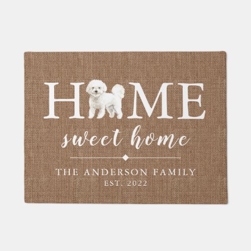 Bichon Frise Home Sweet Home Personalized Doormat