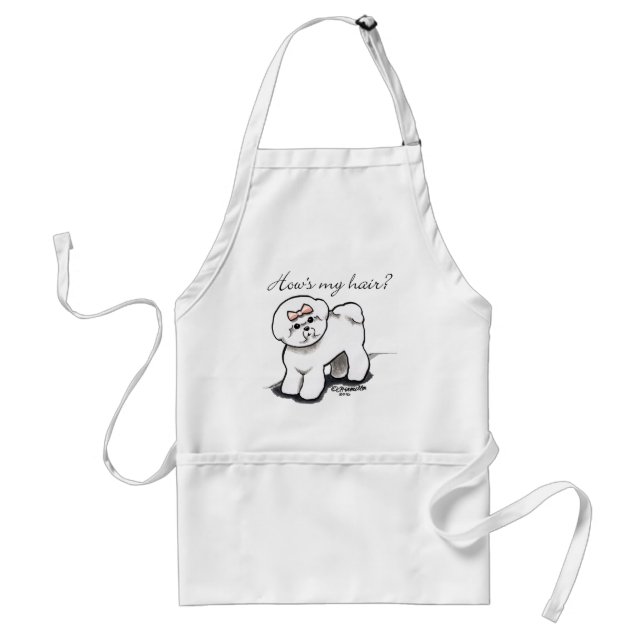 Bichon Frise Hows My Hair Adult Apron (Front)