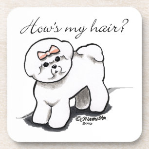 Bichon Frise Hows My Hair Coaster
