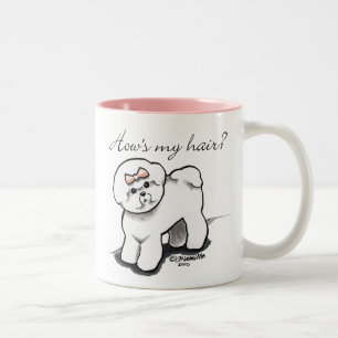Bichon Frise Hows My Hair Two-Tone Coffee Mug