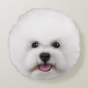 Bichon Frise Illustrated Round Pillow