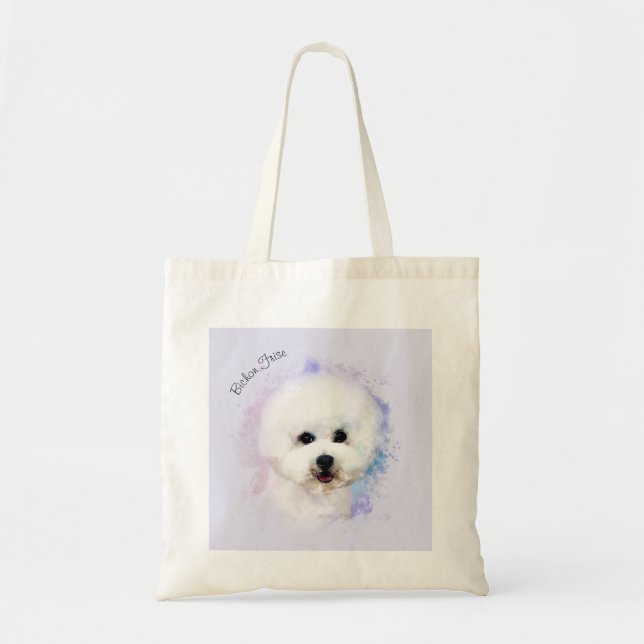 Bichon Frise Illustrated Tote Bag (7 colors) (Front)