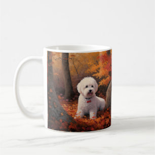 Bichon Frise in Autumn Leaves Fall Inspire Coffee Mug