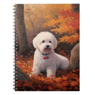 Bichon Frise in Autumn Leaves Fall Inspire Notebook
