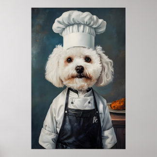 Bichon Frise In Chefs Hat Poster, Pet Poster