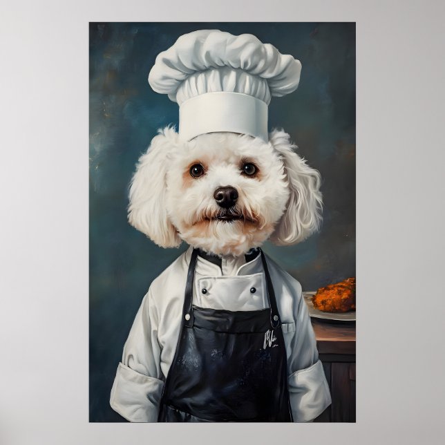 Bichon Frise In Chefs Hat Poster, Pet Poster (Front)