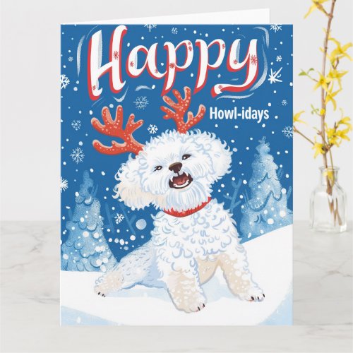 Bichon Frise in Snow Christmas Card