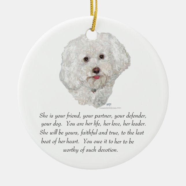 Bichon Frise Keepsake FEMALE Ceramic Ornament (Front)