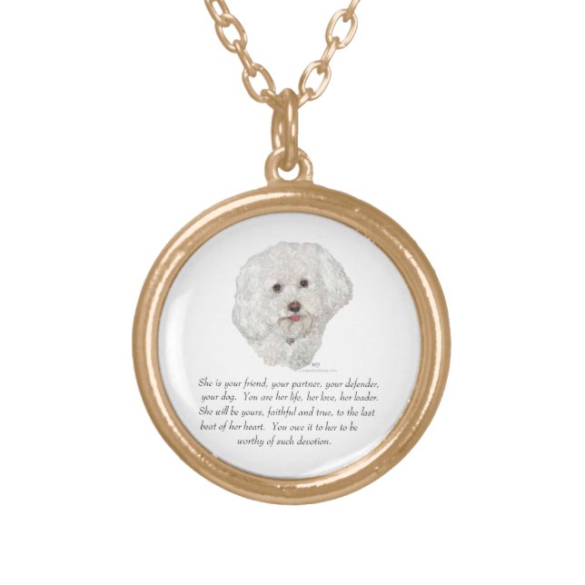 Bichon Frise Keepsake FEMALE Gold Plated Necklace (Front)