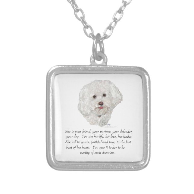 Bichon Frise Keepsake FEMALE Silver Plated Necklace (Front)