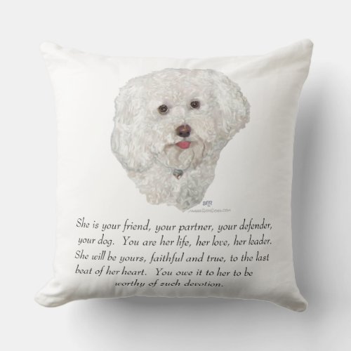 Bichon Frise Keepsake FEMALE Throw Pillow