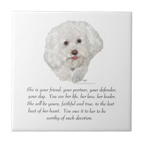 Bichon Frise Keepsake FEMALE Tile