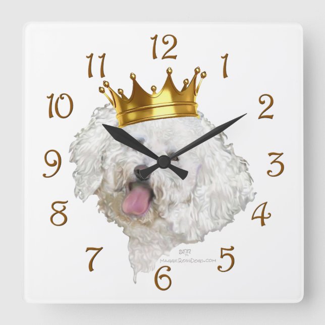 Bichon Frise King Square Wall Clock (Front)
