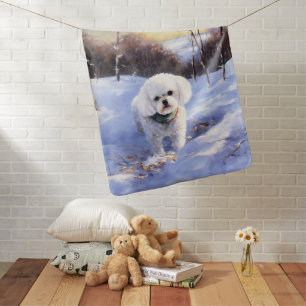 Bichon Frise Let It Snow Christmas Baby Blanket