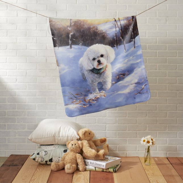 Bichon Frise Let It Snow Christmas  Baby Blanket (In Situ)