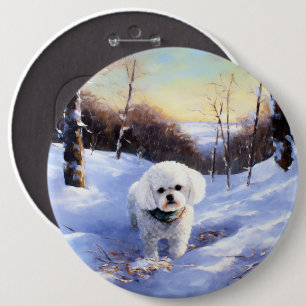 Bichon Frise Let It Snow Christmas Button